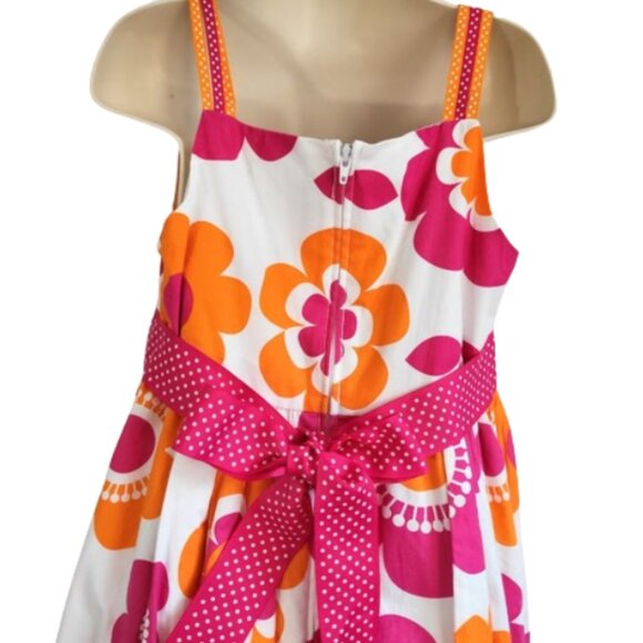 RARE EDITIONS Pink Orange & White Sleeveless Floral Dress - Girl's 6 - Picture 4 of 9